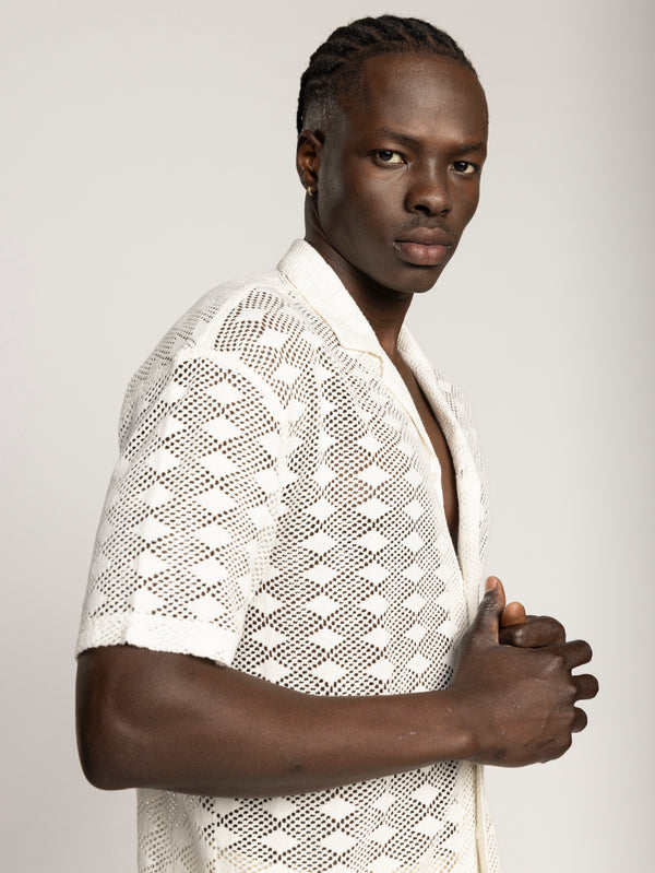 SHORT BUTTONED SHIRT Cream / XXL