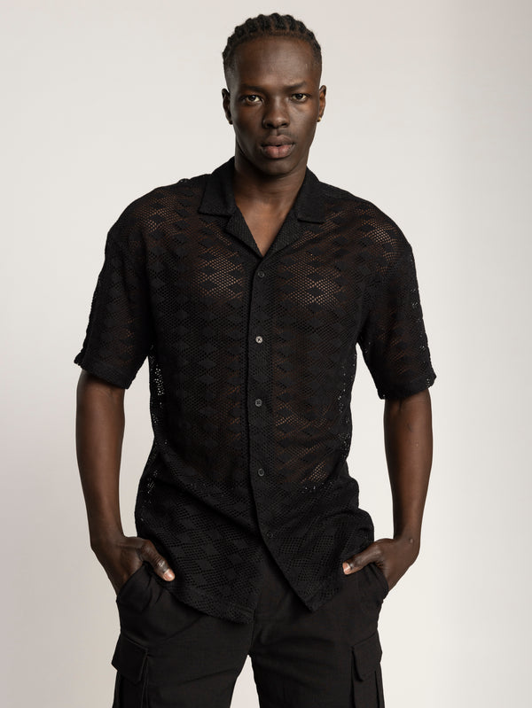 SHORT BUTTONED SHIRT Black / XXL