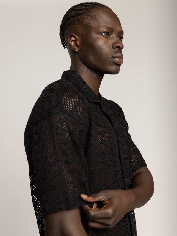 SHORT BUTTONED SHIRT Black / XXL