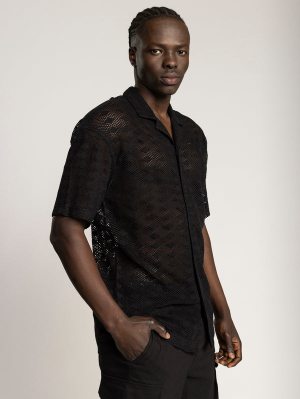 SHORT BUTTONED SHIRT Black / XXL