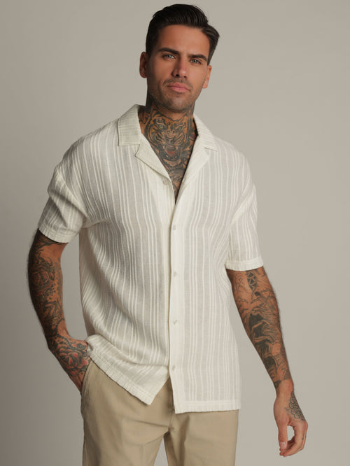 SHORT BUTTONED SHIRT Cream / XXL
