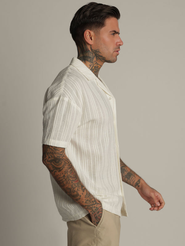 SHORT BUTTONED SHIRT Cream / XXL