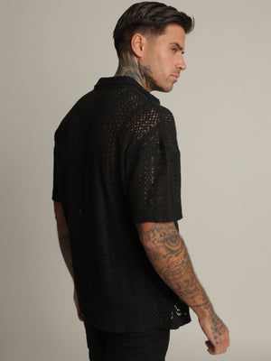 SHORT BUTTONED SHIRT Black / XXL