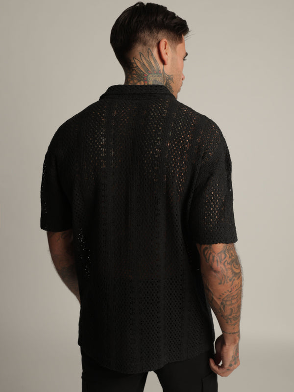 SHORT BUTTONED SHIRT Black / XXL