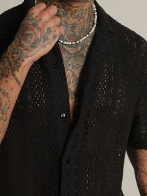 SHORT BUTTONED SHIRT Black / XXL