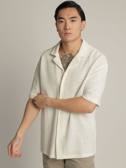 SHORT BUTTONED SHIRT Cream / XXL