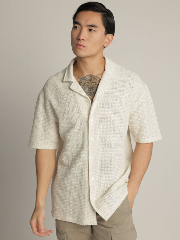 SHORT BUTTONED SHIRT Cream / XXL