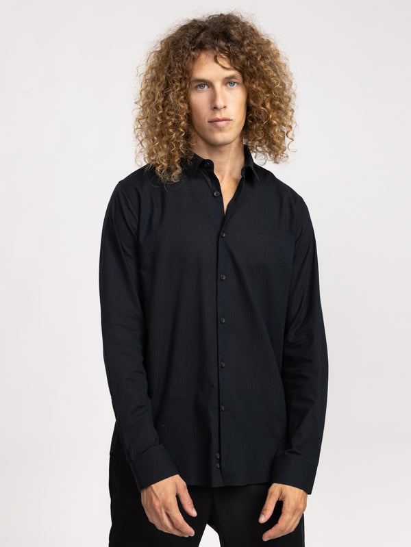 FASHION BUTTONED SHIRT Black / XXL