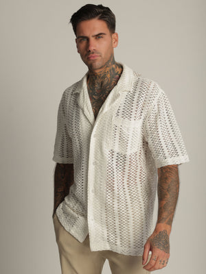 SHORT BUTTONED SHIRT Cream / XXL
