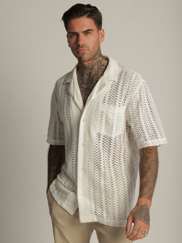SHORT BUTTONED SHIRT Cream / XXL