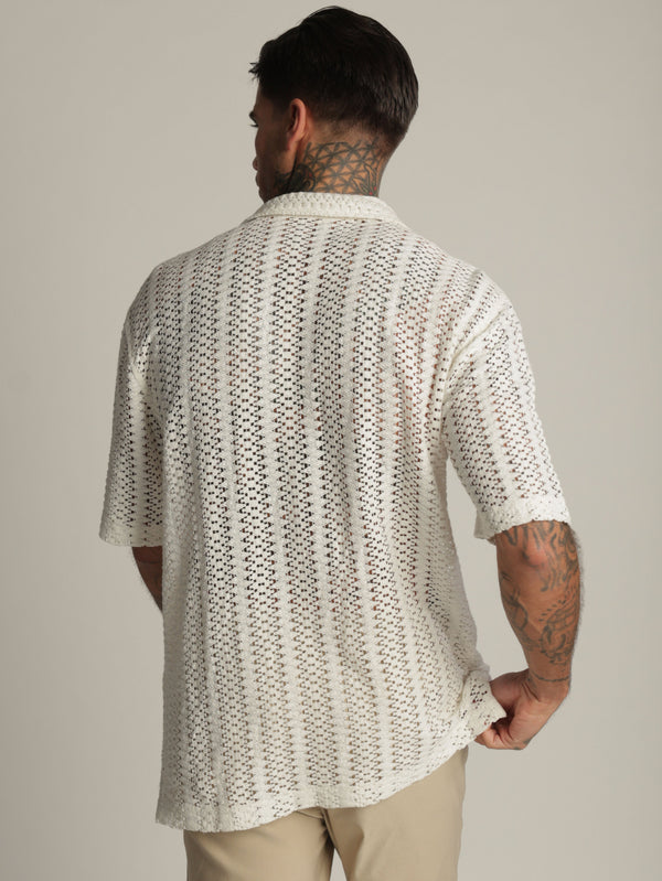 SHORT BUTTONED SHIRT Cream / XXL