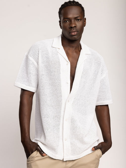 SHORT BUTTONED SHIRT Cream / XXL