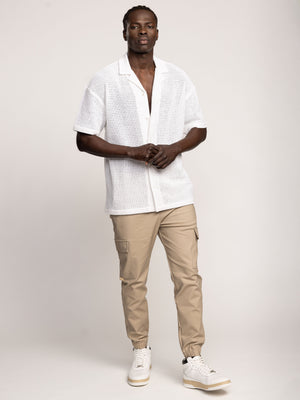SHORT BUTTONED SHIRT Cream / XXL