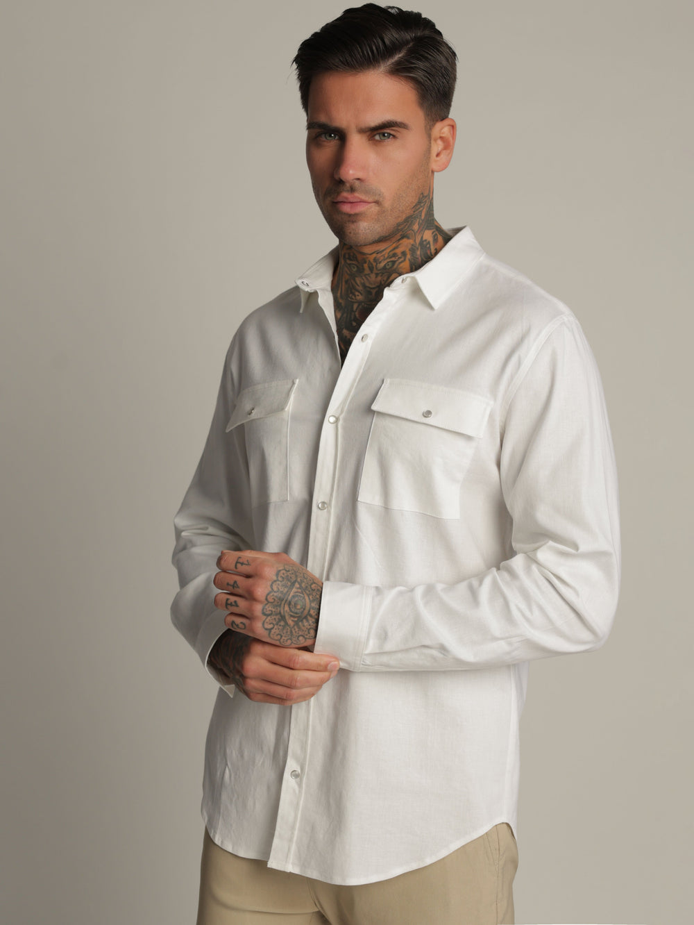 FASHION BUTTONNED SHIRTS White / XXL