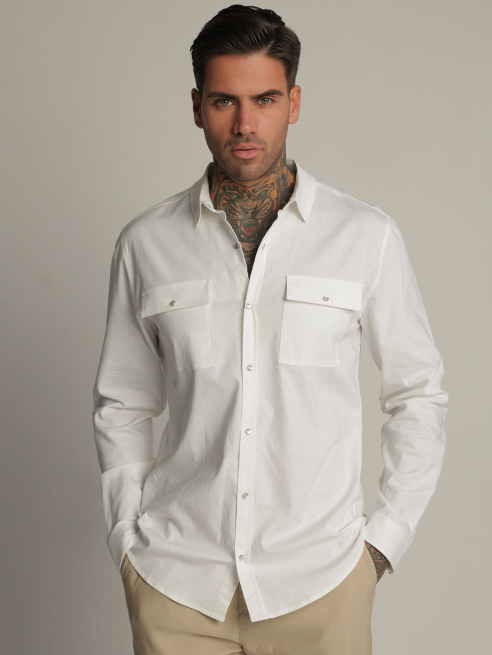 FASHION BUTTONNED SHIRTS White / XXL