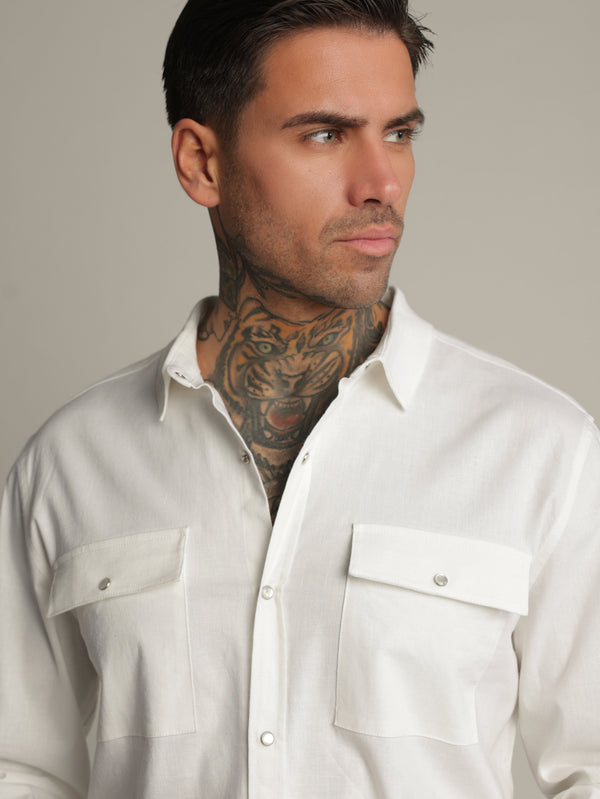 FASHION BUTTONNED SHIRTS White / XXL