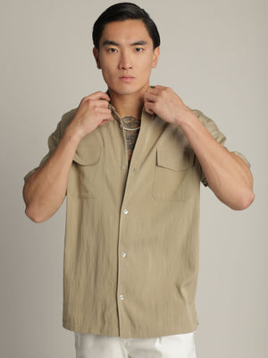 SHORT BUTTONED SHIRT Khaki / XXL