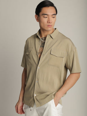 SHORT BUTTONED SHIRT Khaki / XXL