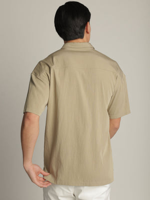 SHORT BUTTONED SHIRT Khaki / XXL