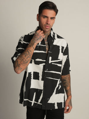 SHORT BUTTONED SHIRT Black / White / XXL