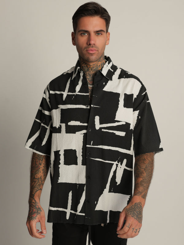 SHORT BUTTONED SHIRT Black / White / XXL