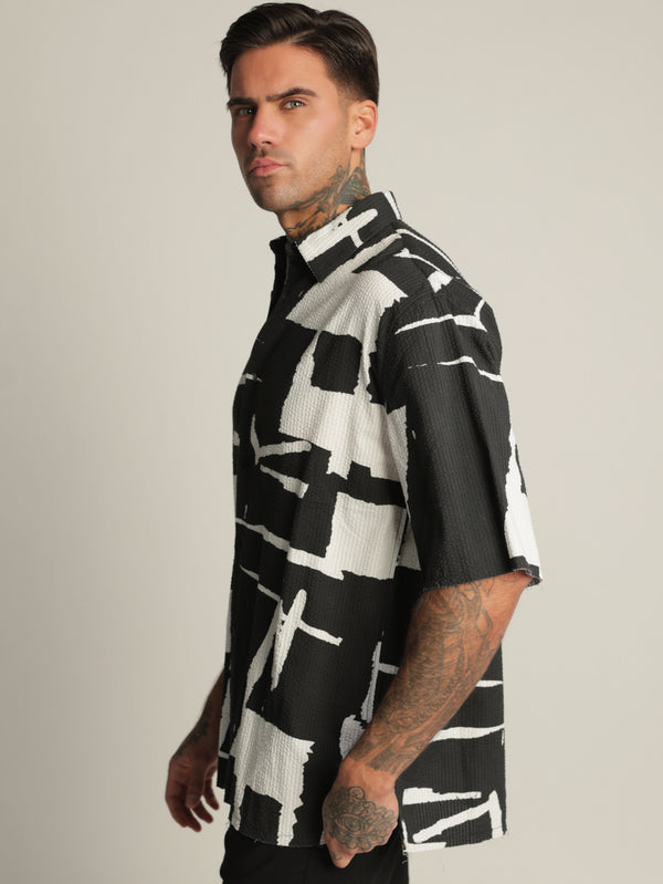 SHORT BUTTONED SHIRT Black / White / XXL