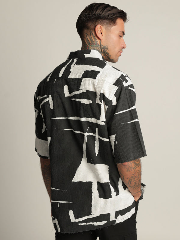 SHORT BUTTONED SHIRT Black / White / XXL