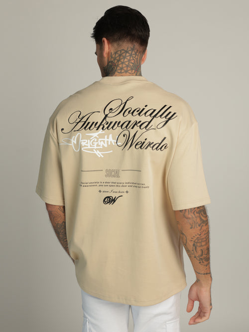 T-SHIRT OVER SIZE Beige / XXS