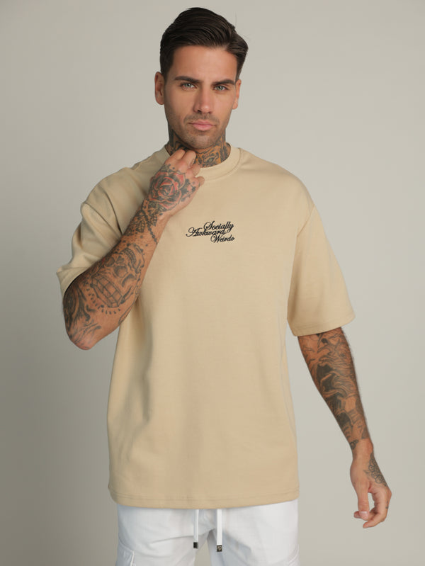 T-SHIRT OVER SIZE Beige / XXS