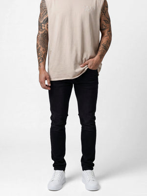 BASIC JEANS Scrubbed Black / 38