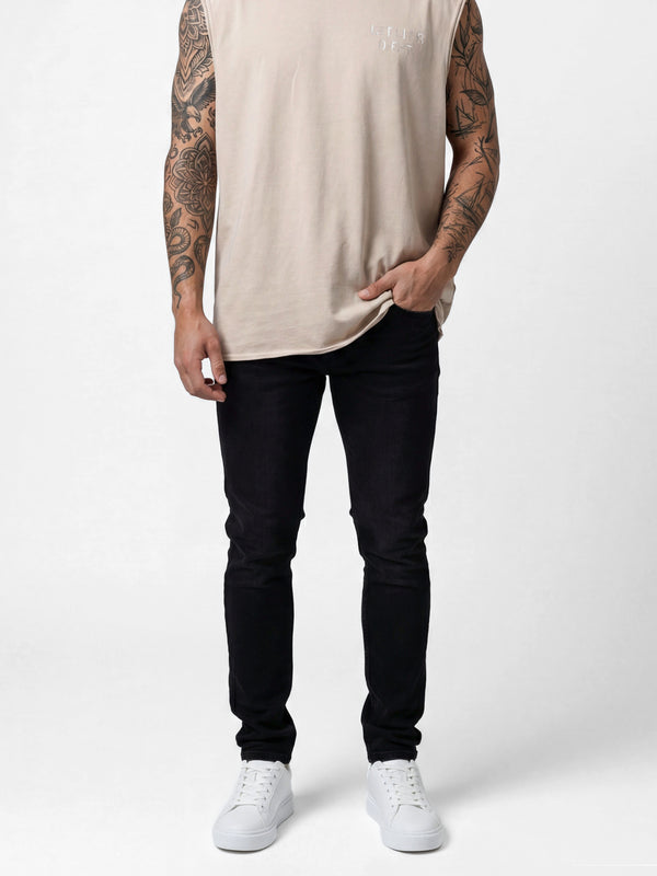 BASIC JEANS Scrubbed Black / 38