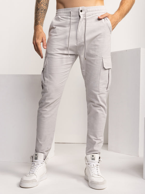 CARGO WOVEN PANTS Light Gray / 48
