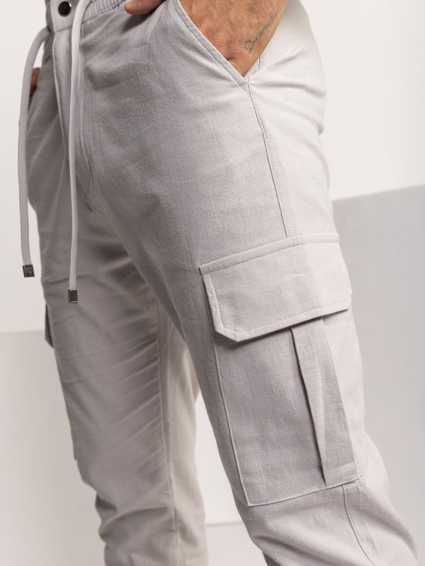 CARGO WOVEN PANTS Light Gray / 48