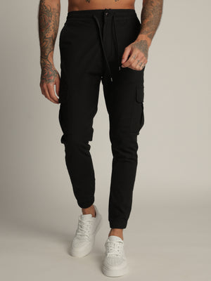 CARGO WOVEN PANTS Black / 48