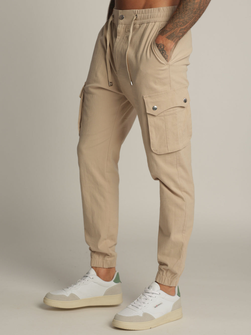 CARGO WOVEN PANTS Stone / 48
