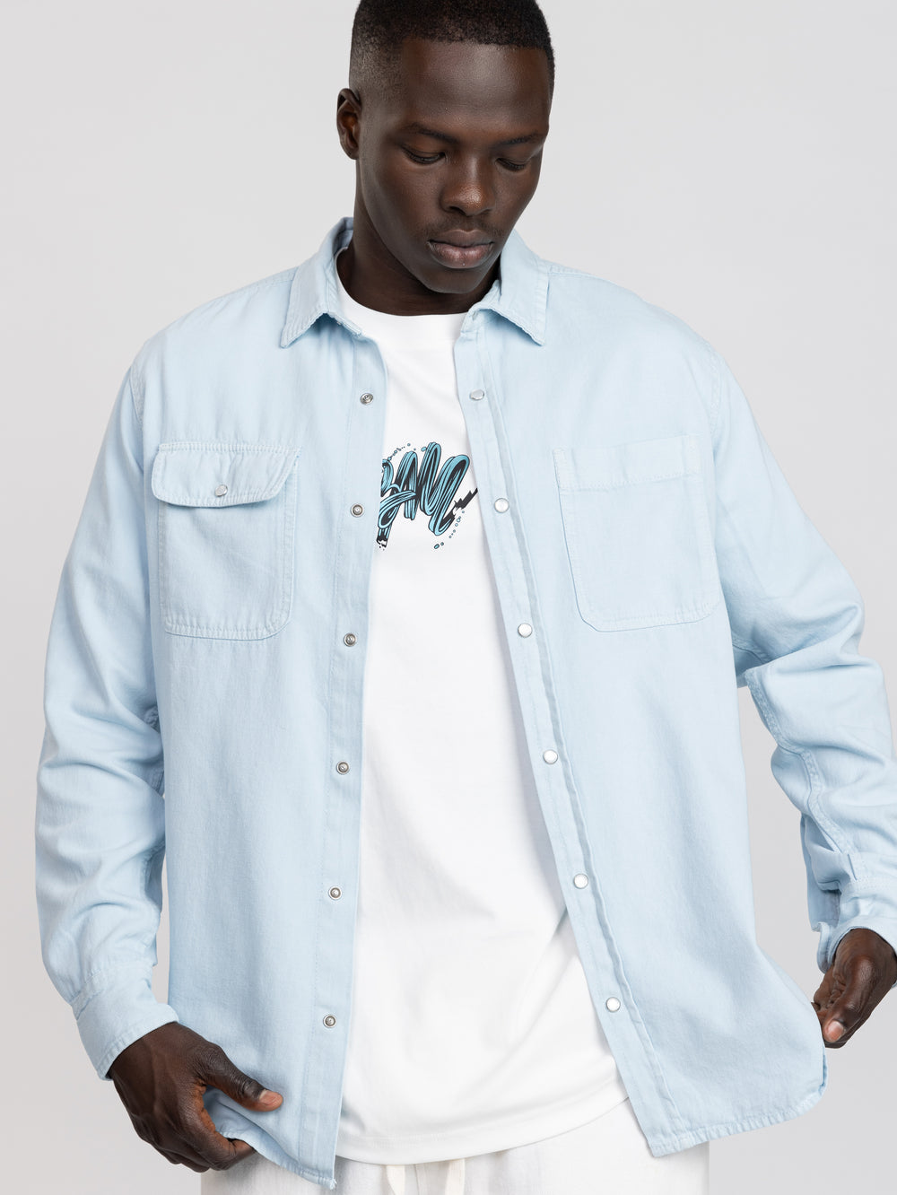 OVER SHIRT JACKET Light Blue / XXL