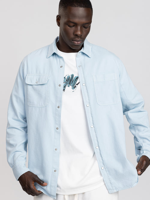 OVER SHIRT JACKET Light Blue / XXL