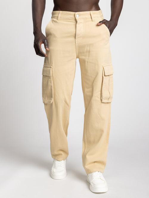 CARGO WOVEN PANTS Beige / 48