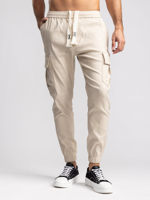CARGO WOVEN PANTS Beige / 48