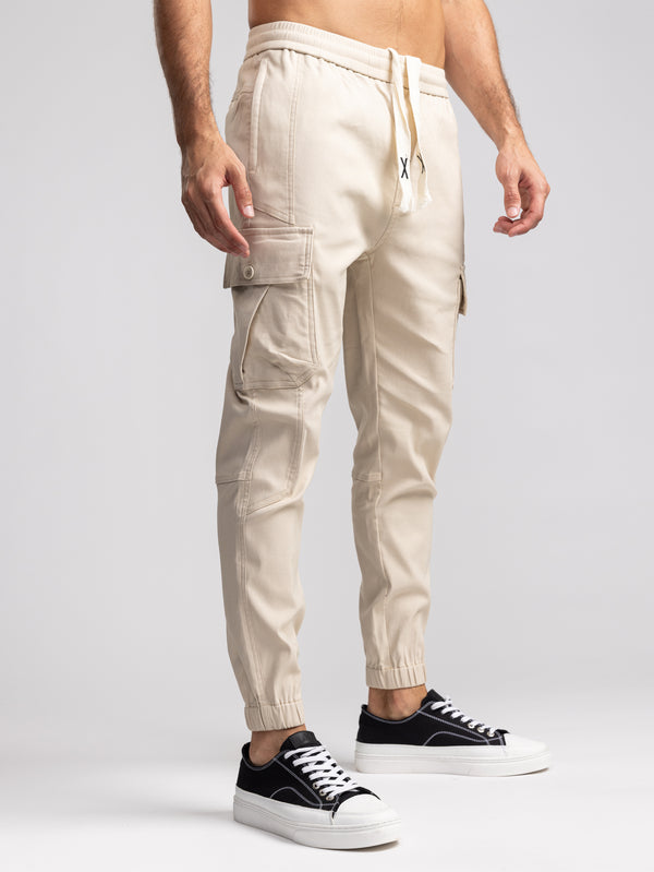 CARGO WOVEN PANTS Beige / 48