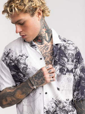 SHORT BUTTONNED SHIRTS Black / White / XXL