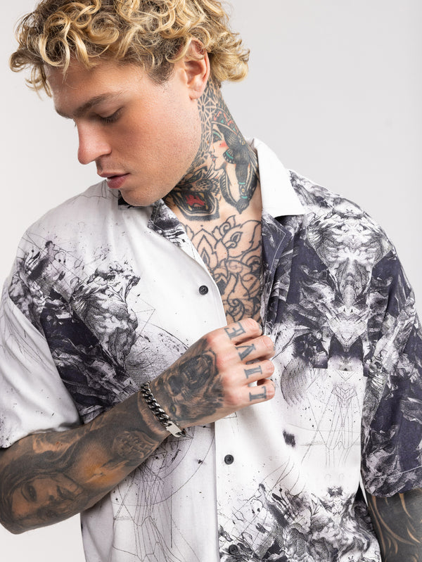 SHORT BUTTONNED SHIRTS Black / White / XXL