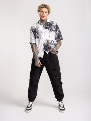 SHORT BUTTONNED SHIRTS Black / White / XXL