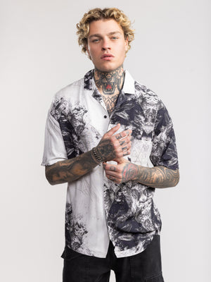 SHORT BUTTONNED SHIRTS Black / White / XXL
