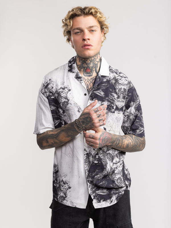 SHORT BUTTONNED SHIRTS Black / White / XXL