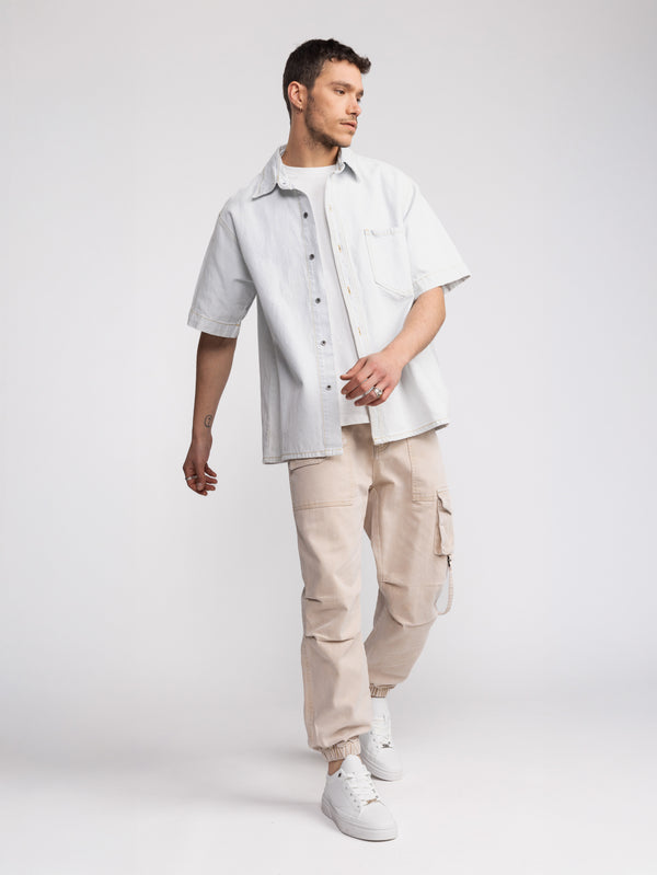 SHORT BUTTONNED SHIRTS Light Blue / XXL