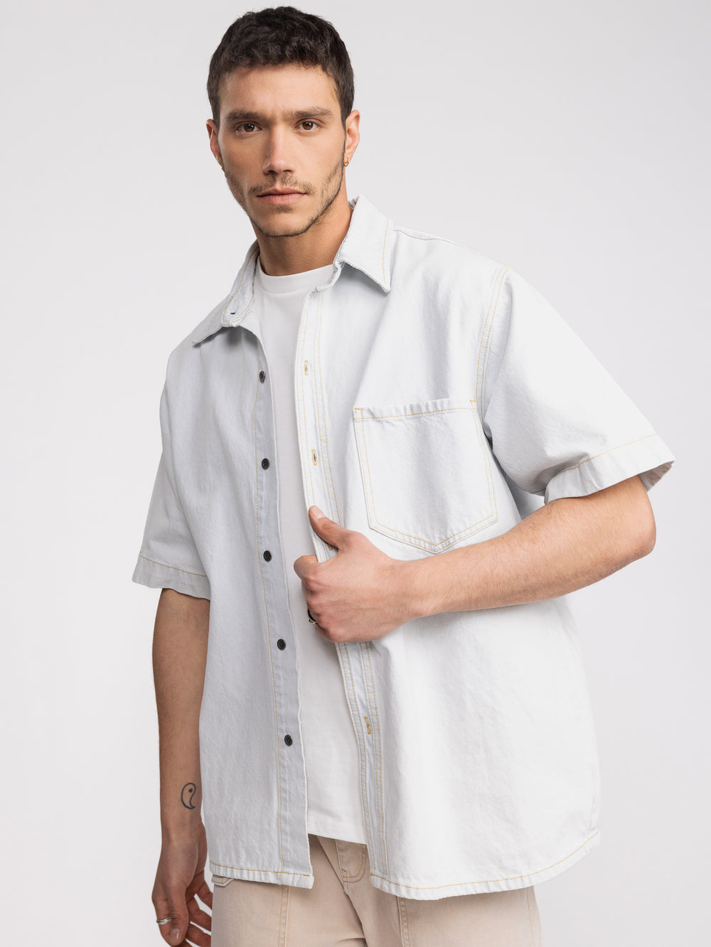 SHORT BUTTONNED SHIRTS Light Blue / XXL