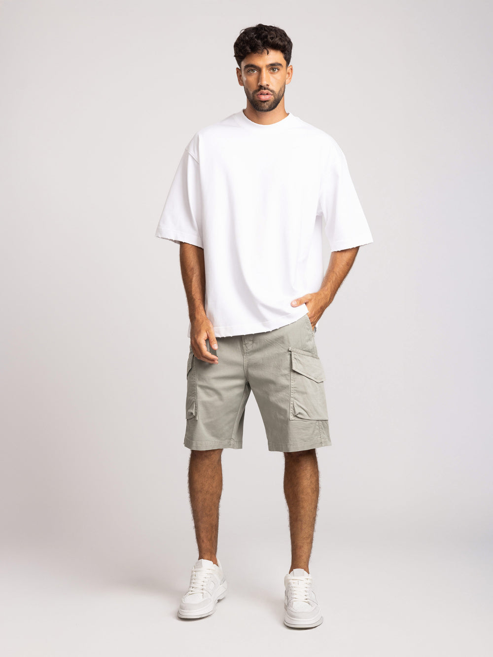 CARGO WOVEN BERMUDA Light Gray / 48