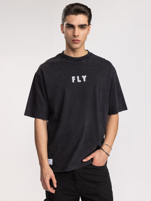 T-SHIRT OVER SIZE Scrubbed Black / XXS