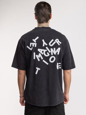 T-SHIRT OVER SIZE Scrubbed Black / XXS